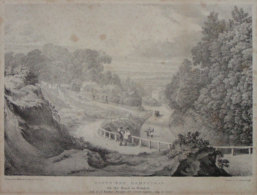 Lithograph - North End, Hampstead. On the Road to Hendon.